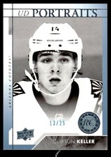 2017-18 Upper Deck UD Portraits Blue Foil Clayton Keller 13/25 Arizona Coyotes