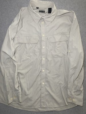 REI Men s Beige Roll Tab Sleeve Button Up Vented Hiking Fishing Shirt XXL