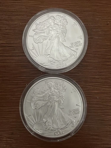 2024 American Silver Eagle $1 Coin 2- 1 oz Fine Silver Coins BU In Capsule