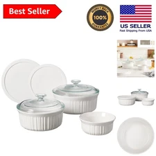 Versatile French White 7-Pc Ceramic Baking Set - Microwave & Oven Safe