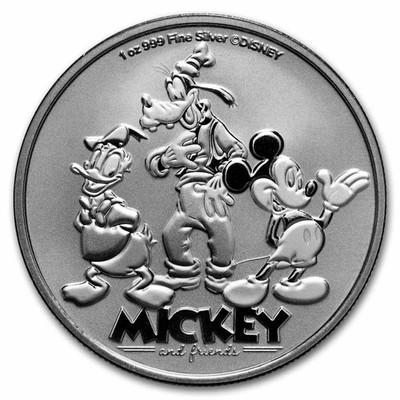 2025 Niue 1 oz .999 Fine Silver $2 Disney Mickey, Donald & Goofy