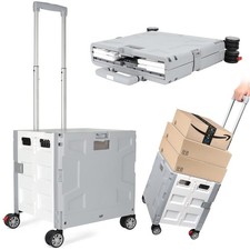 Foldable Shopping Utility Cart Portable Rolling Crate Handcart with 360 Rot