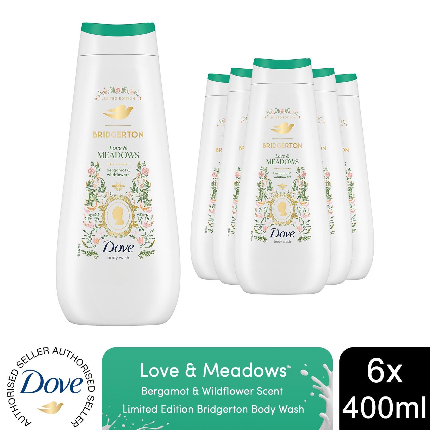 Dove Limited Edition Bridgerton Moisturising Shower Gel Love Meadows 400ml, 6pk