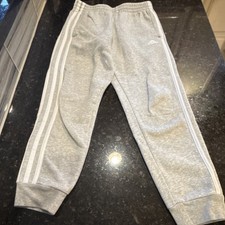 adidas kids Gray Sweatpants White Stripes Drawstring Elastic Waist Size M