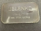 Vintage JELENKO by ENGELHARD -1 oz .999 Fine Silver Bar-Less Than 1500 Minted
