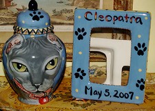 Custom CERAMIC SMALL Pet urn and memorial frame for CAT ashes Any Pets Ashes