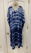Epera Kaftan Maxi Blue Tie Dye One Size  Vneck Cover Up