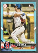 Kole Cottam 2018 Bowman Draft LIGHT BLUE PARALLEL PAPER Card #BD-69 /499 RED SOX