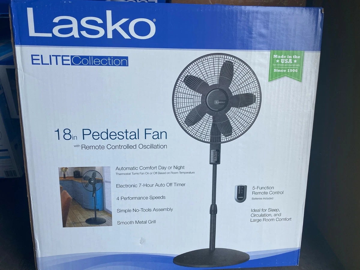 Lasko S18610 18u0026#034; Elite Quiet Pedestal Fan w/Remote and Adjustable  Thermostat | eBay