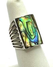 925 Sterling Silver Abalone Ring - Size 7, Nickel Free