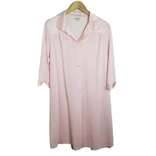 Vanity Fair Light Pink Classic Short Button Vintage Robe Women's Sz S