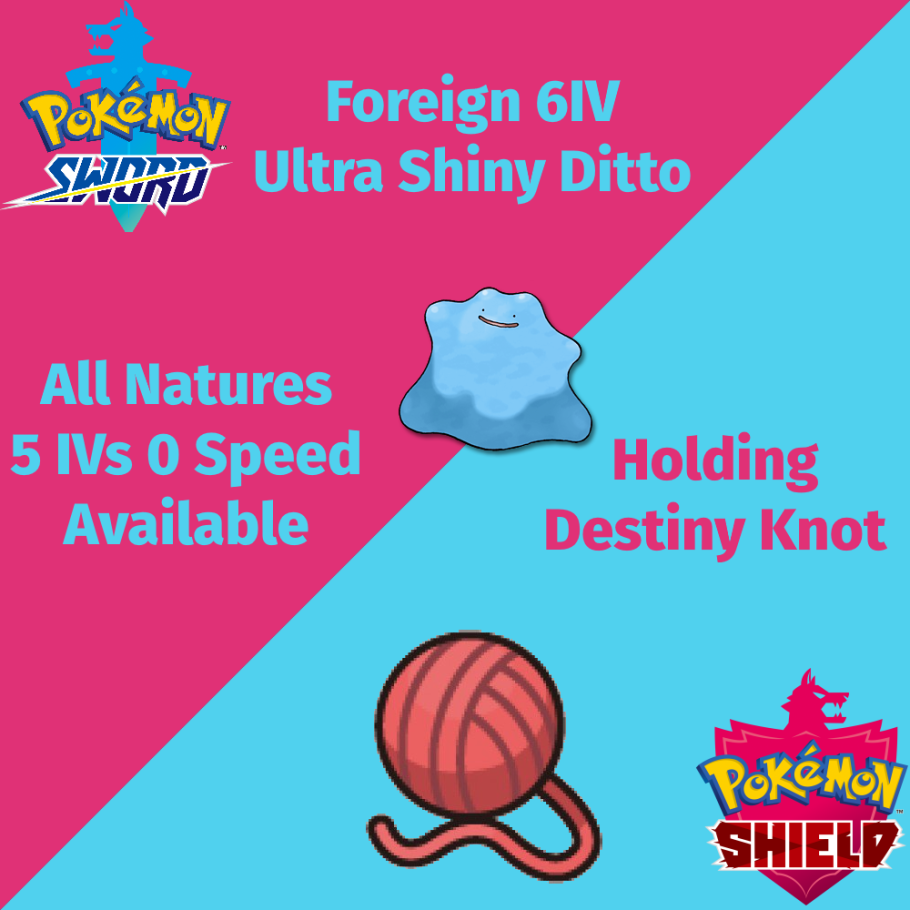 4 x Shiny 6IV Foreign Ditto holding Master Balls - each Ditto's nature are  Modest, Jolly, Adamant, and Timid - Pokemon Sword, Shield, Brilliant Diamond,  Shining Pearl, Scarlet, and Violet - elymbmx