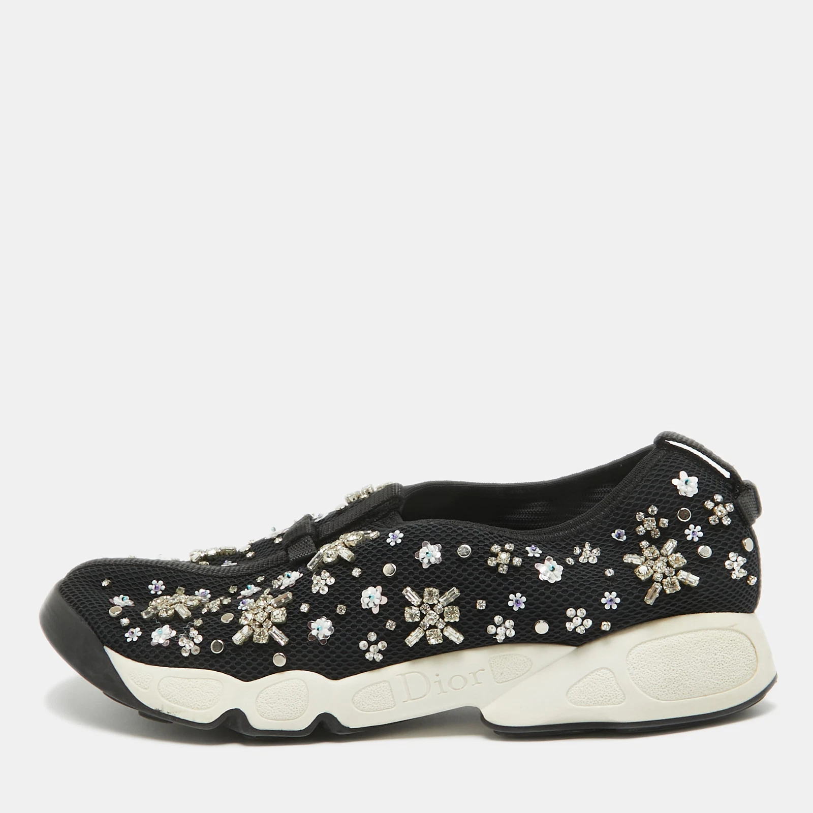 Baskets fusion en maille embellie cristal noir Dior taille 39,5
