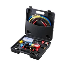 4 Way AC Gauge-AC Manifold Gauge with 5ft Hoses for Car Charging and Evacuation