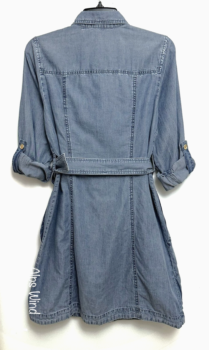 Michael Kors Women's Chambray Utility Shirtdress Blue
