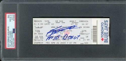 VLADIMIR GUERRERO Jr SIGNED MLB DEBUT TICKET 4/26/2019 B'Jays vs A's PSA 10/10