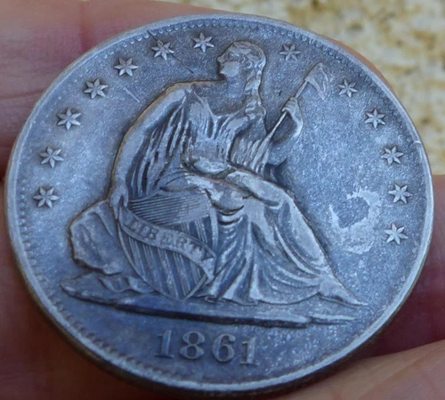 JUST REDUCED!! BETTER DATE 1861-S SEATED LIBERTY HALF DOLLAR XF DETAILS