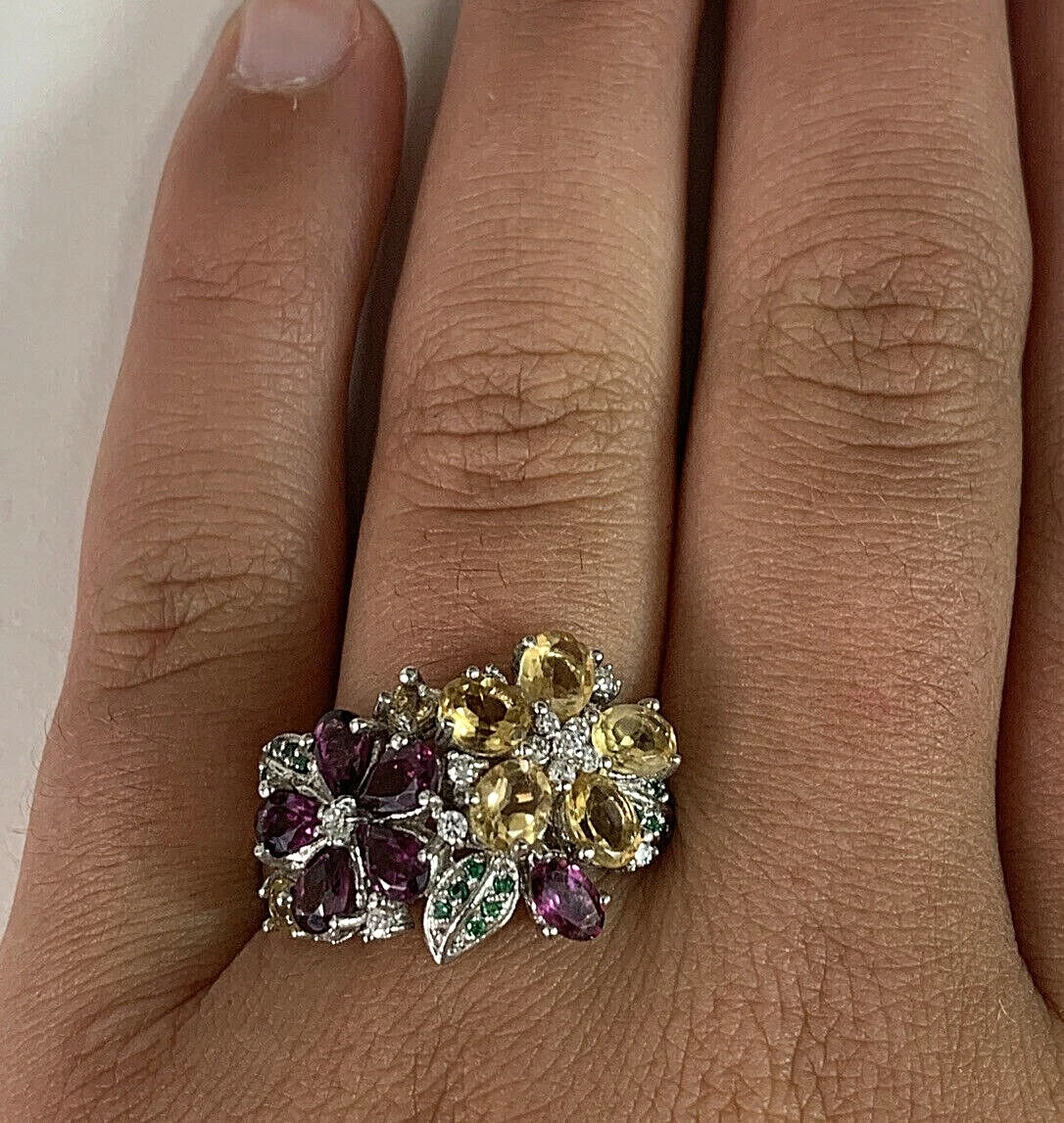 STERLING SILVER MULTI-GEM RING SIZE 9.25** | eBay