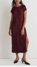 Madewell Short-Sleeve Slip Midi Dress in Plissé - Size XXS - NWOT 