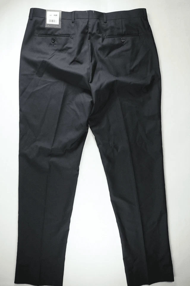 Pantalones de vestir para hombre Angelo Rossi negros delanteros planos 40W NUEVO Foto 2 de 4