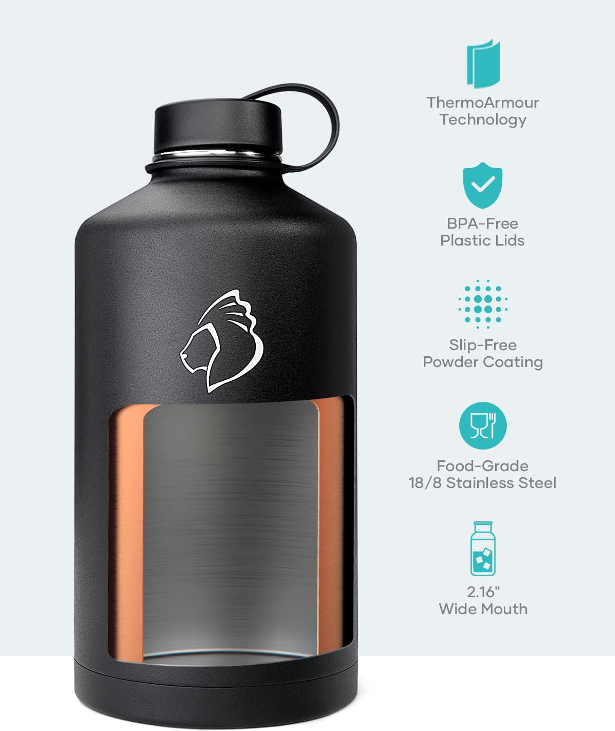 BUZIO 1 Gallon Water Jug with Straw Handle Lid, 128oz Water Bottle