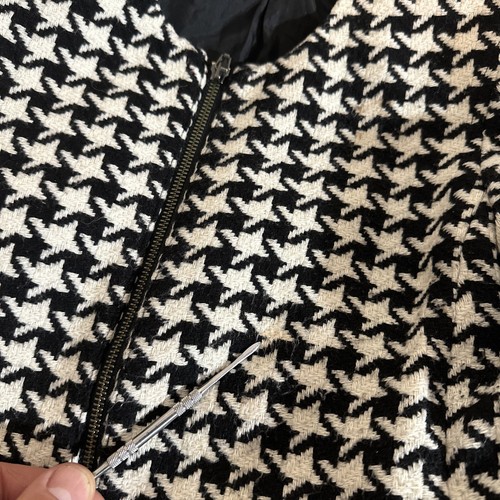 Talbots Blazer Womens 4 Black and White Houndstooth Wool Blend Lined Zip Jacket - Picture 19 of 20