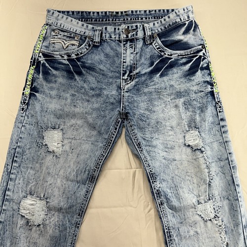 CJBlack Premium, Acid WashMen’s Jeans Size 34 X. 32 Distressed Retro Grunge - Picture 4 of 19