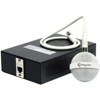 White Polycom HDX Ceiling Microphone Kit w/ All Parts & Cables 2200-23809-002