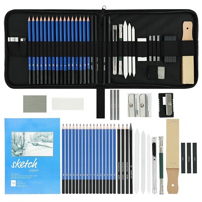 Sketching Kit 38 Pcs Professional Sketch & Drawing Tool Kit with Zipper Case