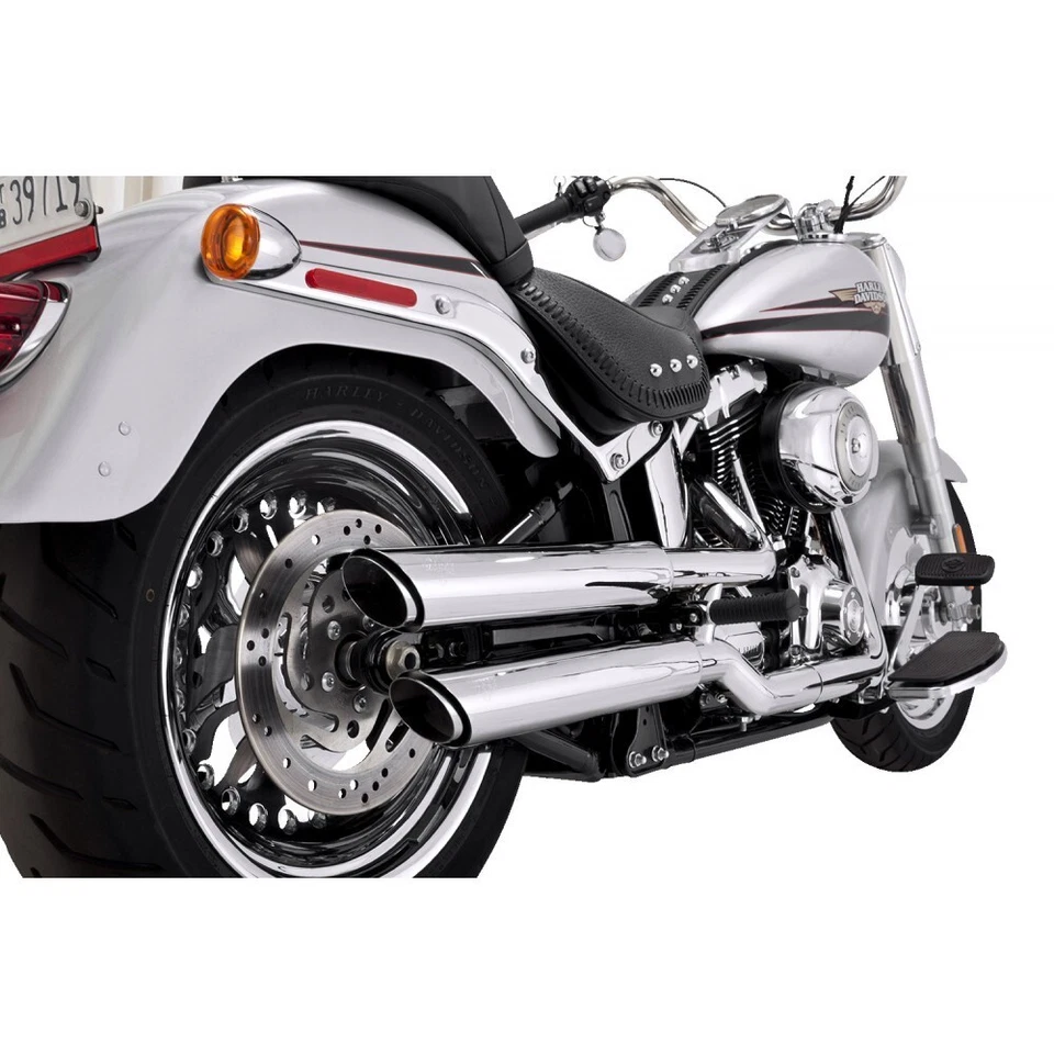 Vance & Hines Twin Slash 3" Chrome Muffler Kit For 07-17 Harley Davidson Fat Boy Foto 2 de 4
