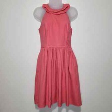 ​BHLDN Bridesmaid Wedding Guest Dress Coral Pink Halter Ruffle NWT Size 6