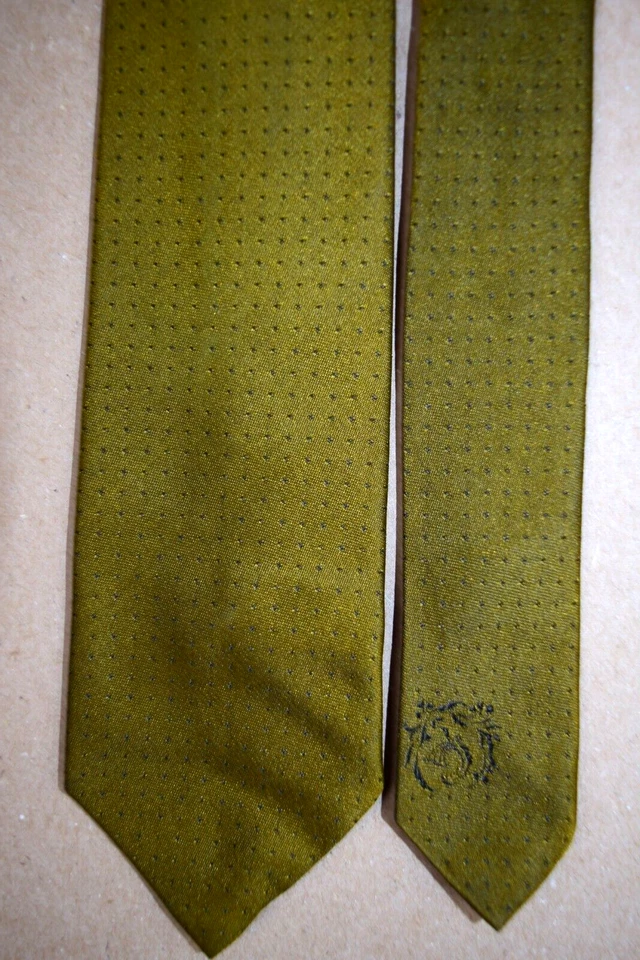 Corbata de Colección Años 60 Marrón Dorado Oliva Hoyuelos Lunares Corbata Delgada 53" x 2.5" Foto 3 de 4