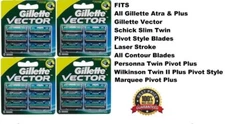 24 GILLETTE Vector BLADES Cartridges Fits Atra Plus Razor Shaver Refills USA New