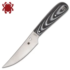 Spyderco Bow River Satin Blade Black/Gray G-10 Handles, Leather Sheath FB46GP