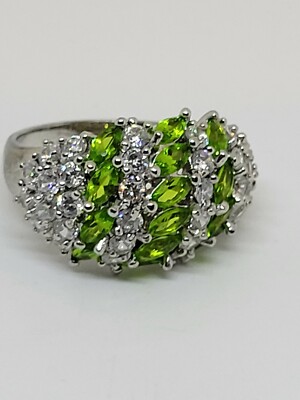 Ring Sterlingsilber grüner Edelstein Zirkonia Größe 9