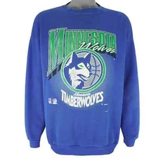 Minnesota Timberwolves Crew Neck Sweatshirt Royal Reprint AN39725