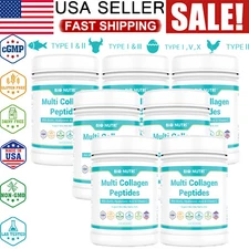 Multi Collagen Peptides Powder w/ Vitamin C Hyaluronic For Bones Joints Skin LOT