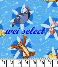 14"L x45"W Winnie the Pooh Flower Swirl Piglet Tigger Eeyore Cotton Fabric 40090