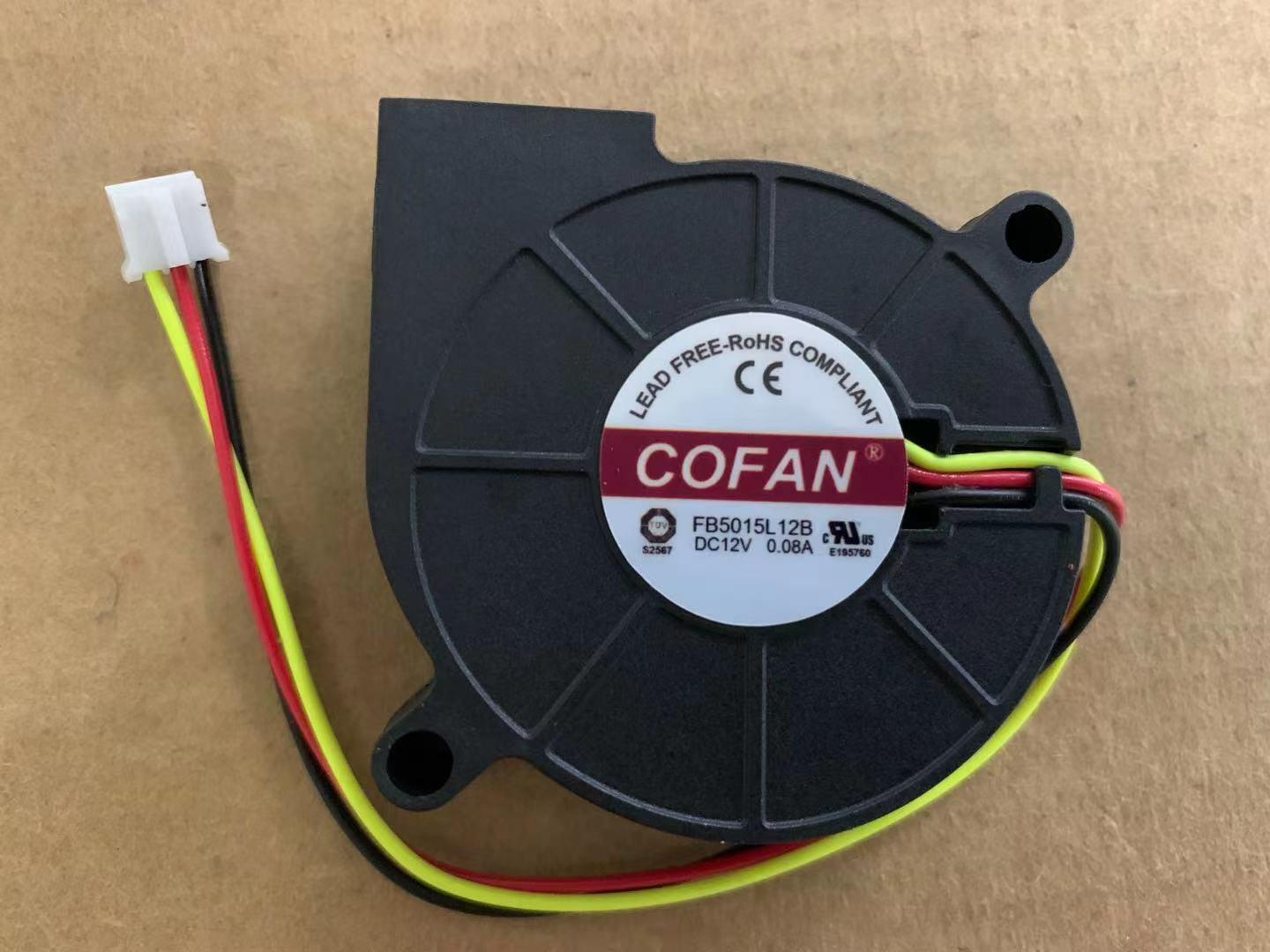 1pcs  3-wire chassis turbine cooling fan   FB5015L12B 5015 5CM 12V 0.08A