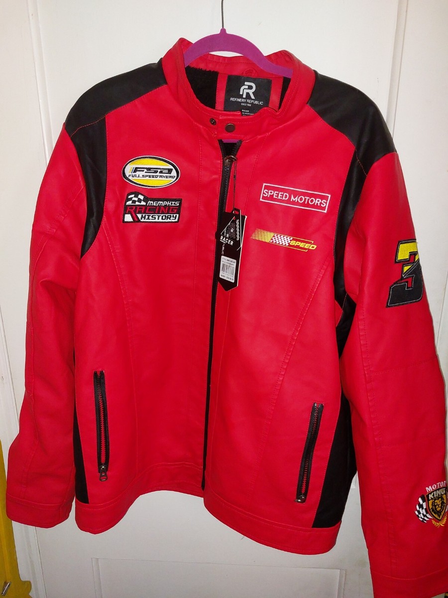 Faux leather racecar jacket red size XL Refinery Republic