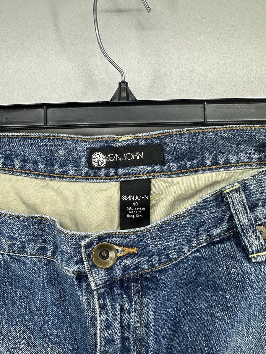 Sean John Jeans Men's Sz 40 Blue White Patch Baggy Street Y2K Denim Vintage  90s