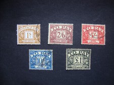 GB  QE 11 Postage Due - set of the 5 High Valued Fine used.