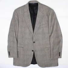 Brooks Brothers Mens Sport Coat 44L Gray Prince of Wales Glen Plaid Wool Jacket