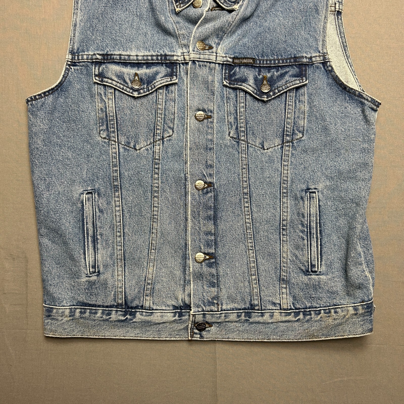 Vintage Harley Davidson Vest Mens Large Motorcycle Li… Gem