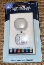 Hampton Bay 1-Gang Duplex Color Changing LED Plug Night Light White Wall Plate X