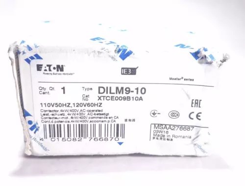EATON KLOCKNER MOELLER XTCE009B10A DILM9-10 9A 110/120V CONTACTOR 276687-4 AVAIL