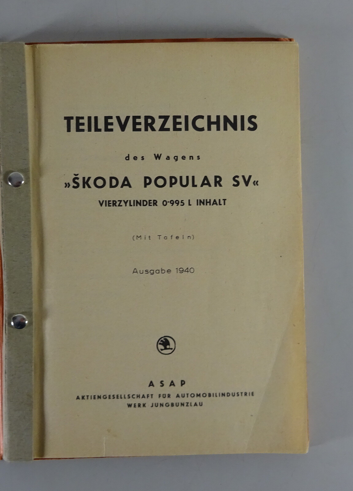 1940년식 스코다 포퓰러 SV 부품 카탈로그/예비 부품 목록 2