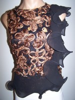 Samuel Dong Women's Sequin Ruffle Ribbon Top Blouse Size Small Samuel Dong Women's Sequin Ruffle Ribbon Top Blouse Size Small