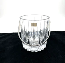 Mikasa Arctic Lights 5 7/8" Crystal Ice Bucket Handle Barware Heavy Icebucket