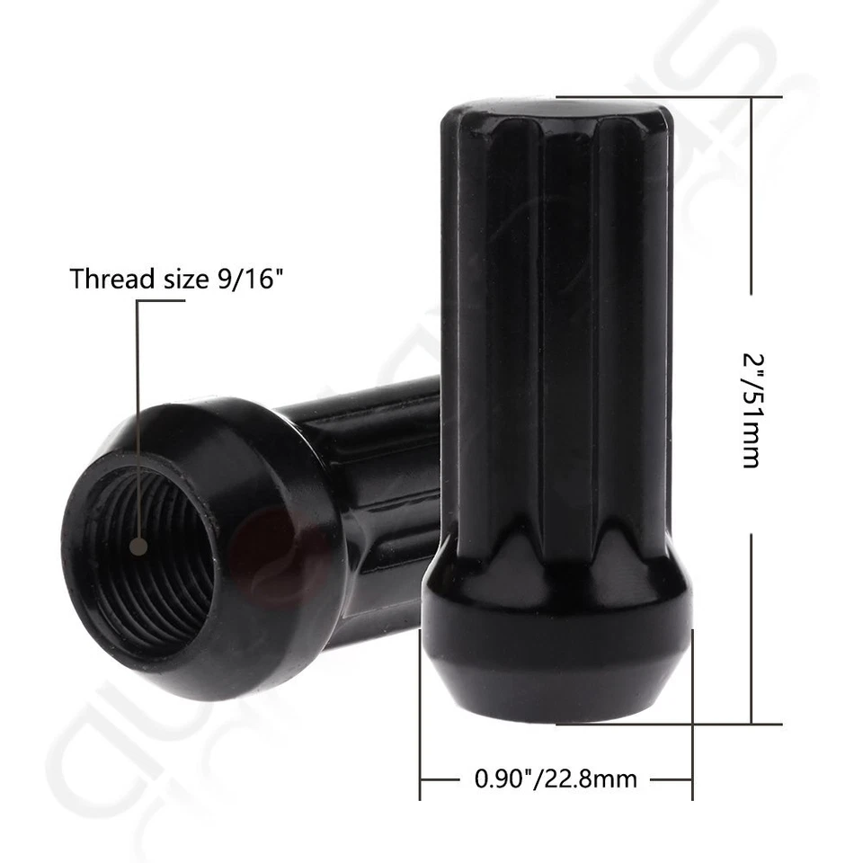 32 piezas 9/16-18 negro 7 tuercas estriadas para Dodge Ram 1500 2500 3500 con 2 llaves Foto 2 de 4